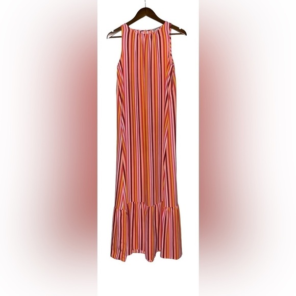 Loft Women Striped Sleeveless Maxi Dress S Boho Colorful Festive Beachy‎ - Picture 1 of 6